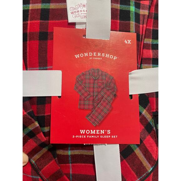 NWT Wondershop Pajamas Set Christmas Holiday Womens 4X Red Plaid Matching Pjs - Picture 2 of 4